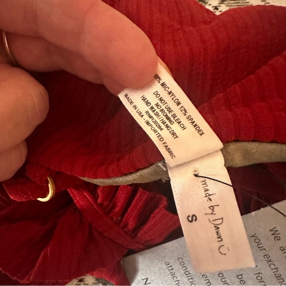 Made By Dawn Revolve Red Butterfly Root Ribbed Ruffle One Piece Swimsuit NWT S - Picture 13 of 16